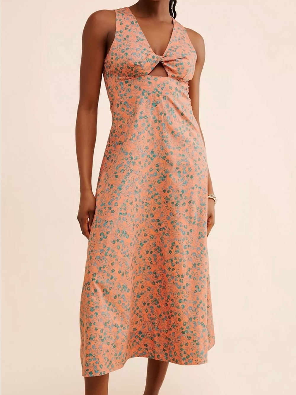 Anthropologie Madwell Floral Twist-Front Midi Dress